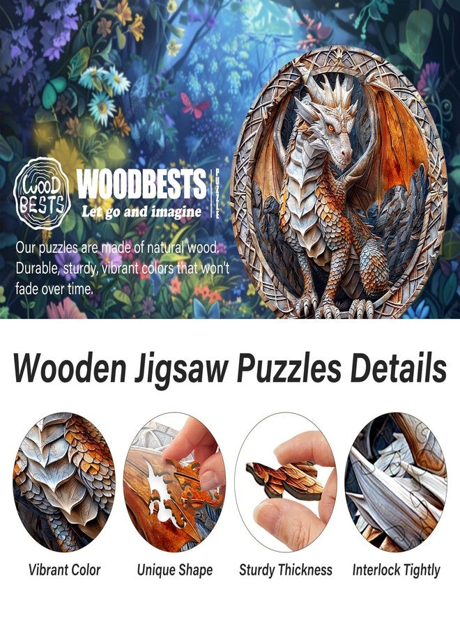 WOODBESTS Wooden Puzzles for Adults (300 Piece, L, 13.4"x13.4") Guardian Dragon Wood Puzzles Adult, Wooden Jigsaw Puzzles Unique Shape, Birthday Gifts for Adults Family Game - Image 2